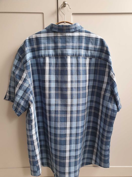 Koszula lniana w niebieską kratę 2XL XXL TU