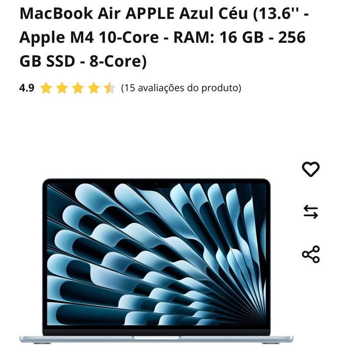 MacBook Air M4 10-core, com garantia