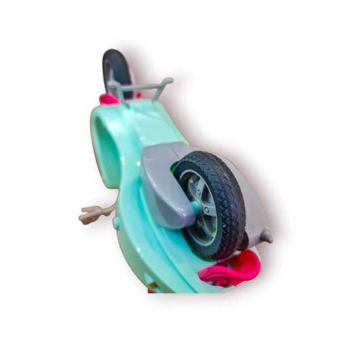 Miniatura Scooter Vintage Plástico – 26×17 cm (Verde e Rosa)