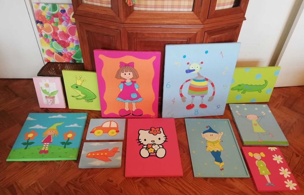 Lote de 13 quadros/ telas pintadas à mão -encerramento de loja NOVOS