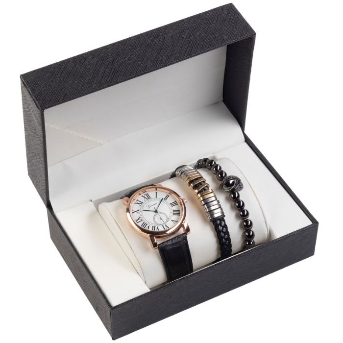 Relogio casual classico com caixa + pulseiras