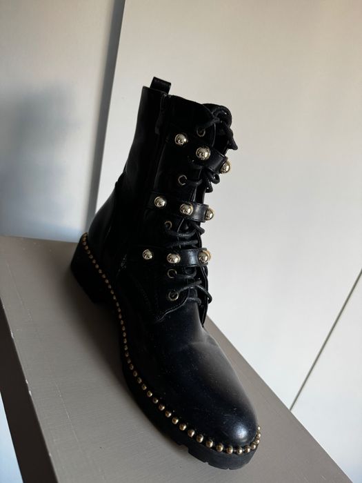 Buty workery oficerki z ćwiekami