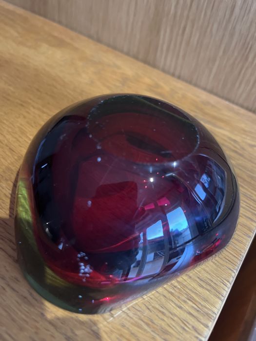 cinzeiro de vidro de Murano vermelho e verde