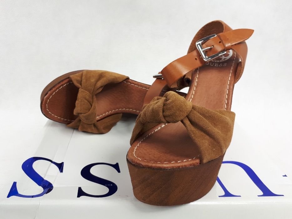 Nowe sandały GUESS zamszowe koturn platforma 38 oryginał