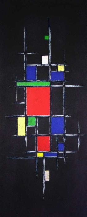 Obraz ręcznie grawerowany\malowany a'la Mondrian Abstrakcja