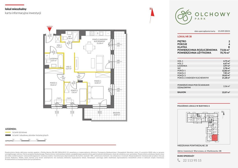 4-pokojowe mieszkanie 70 m² + balkon - Widok 2