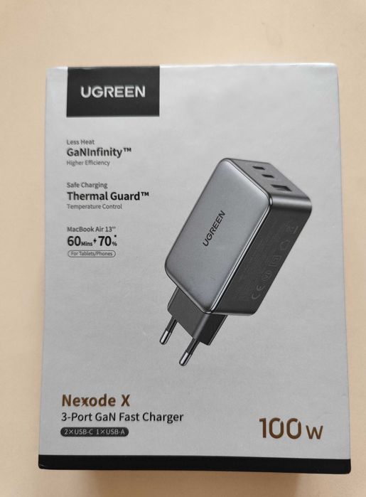 Ugreen 100W gan зарядка телефон айфон зарядне в прикурювач 130W югрін