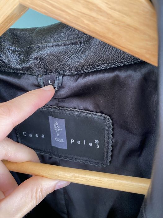 Casaco comprido de pele preto