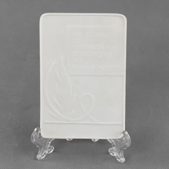 Placa/Medalha em Biscuit, Centenário dos Bombeiros da Vista Alegre