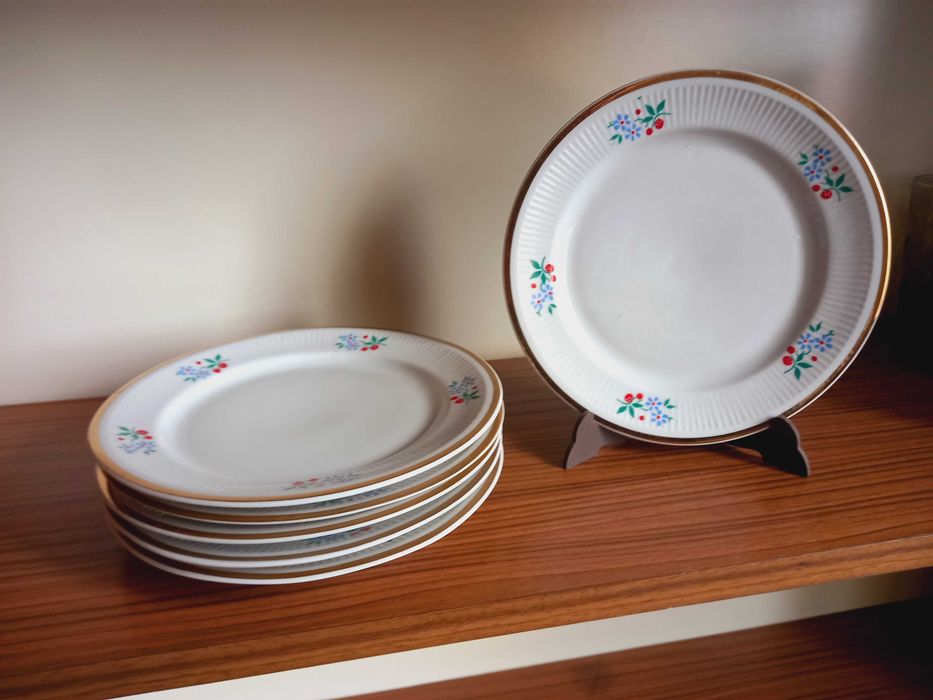 Talerz talerzyk talerzyki serwis Roman PRL vintage 6 szt. Chodzież