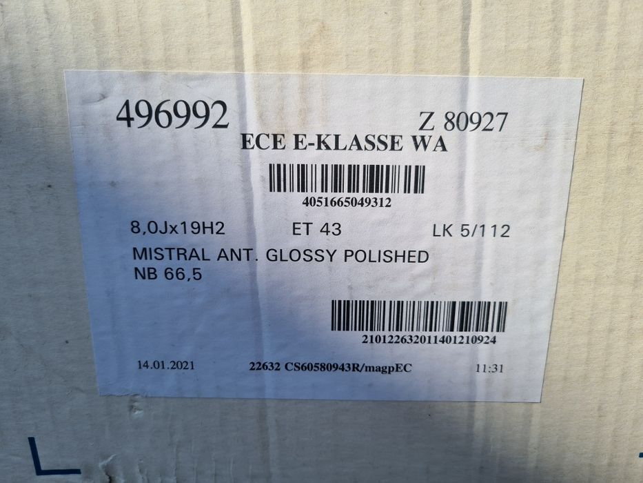 Felgi 5x112 19" mercedes audi vw 8jx19et43