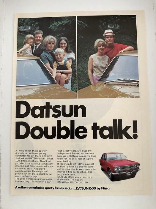 Anúncio Vintage Datsun anos1600/1970s