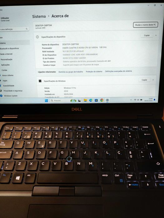 Portátil Dell Latitude 5490 Intel i5 16GB 500GB W11 Tela Touchscreen