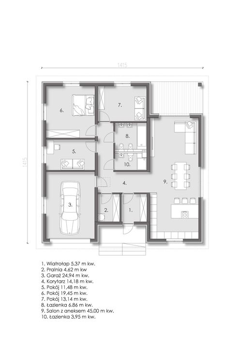 Parterowy Dom Wolnostojący 149 m.kw.