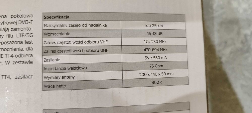 Antena pokojowa DVB-T2