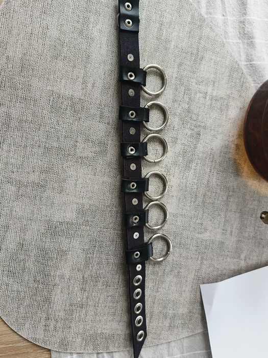 Skórzany choker  na szyję z kółkami