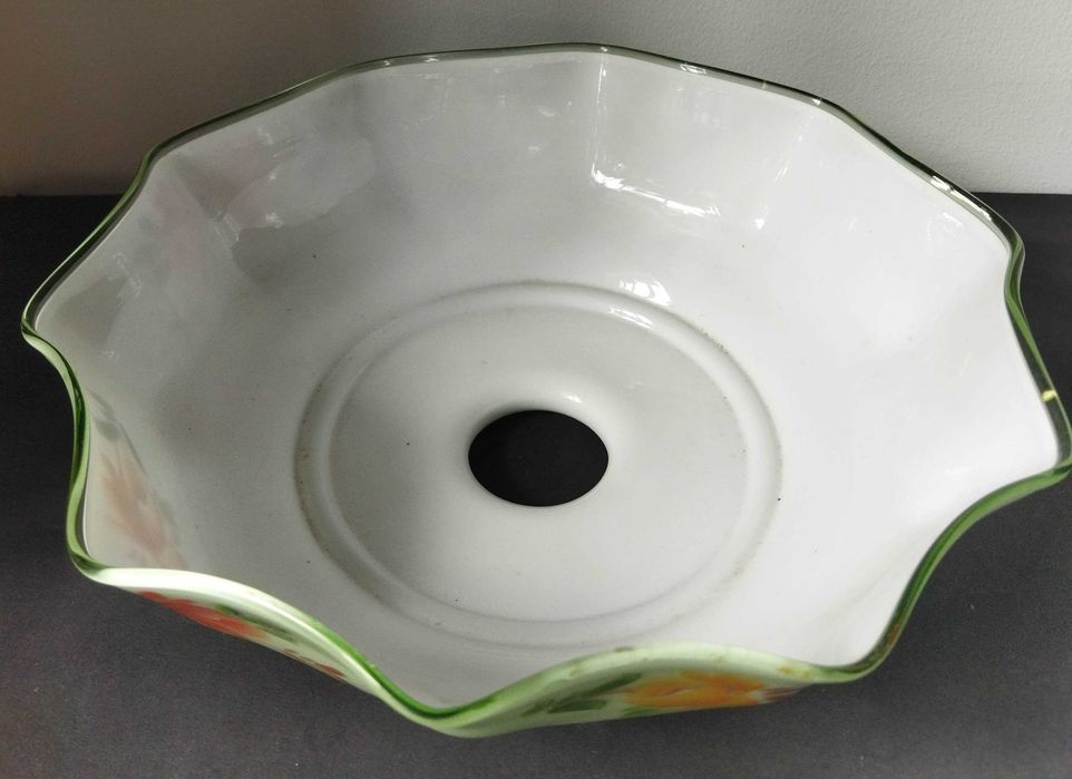 Klosz do lampy Art Deco malowany szkło zielone białe