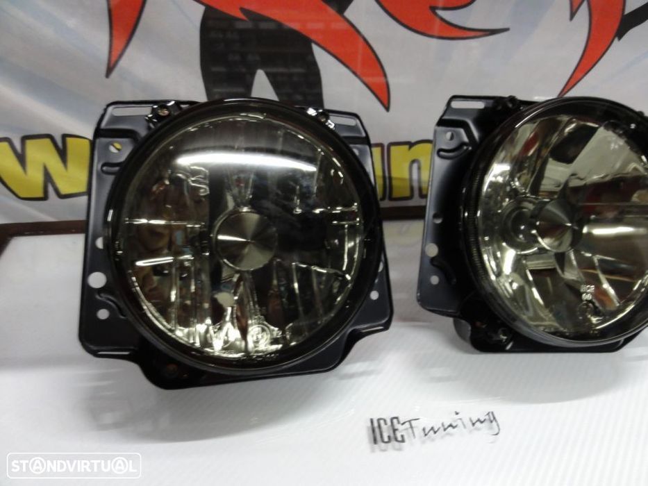 Farois frontais com luz branca 5000k para VW Golf 2 / II com fundo preto / Smoke