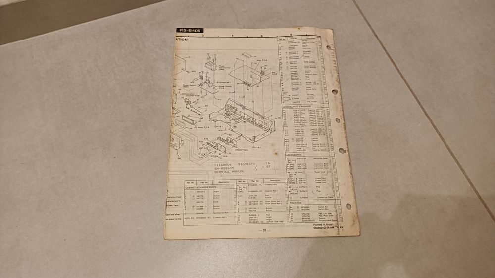 TECHNICS RS-B405 Instrukcja Service Manual Serwisowy