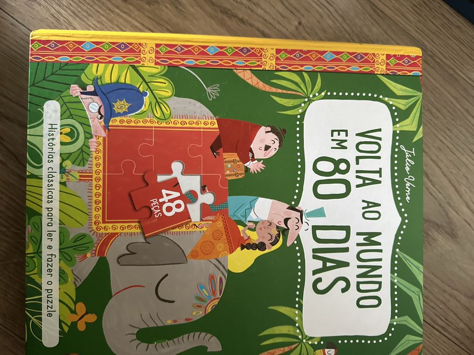 Livro com puzzle -volta ao Mundo em 80 dias