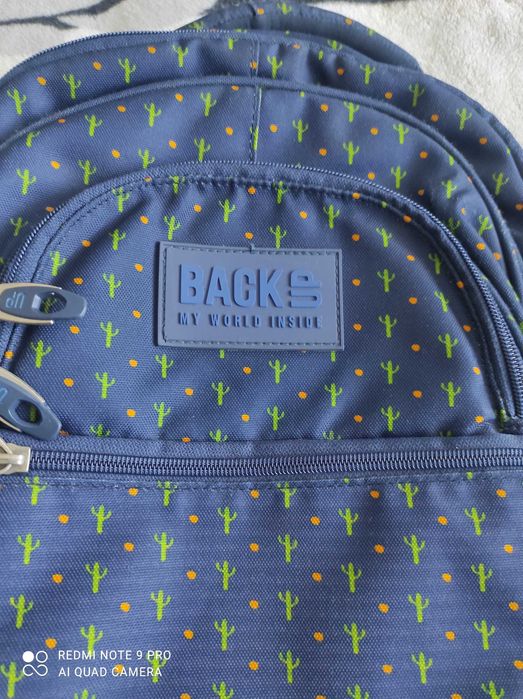Plecak back up granatowy w kaktusy