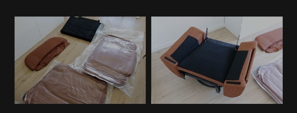 Cadeirão de relaxamento giratório com função de baloiço,  cor marron