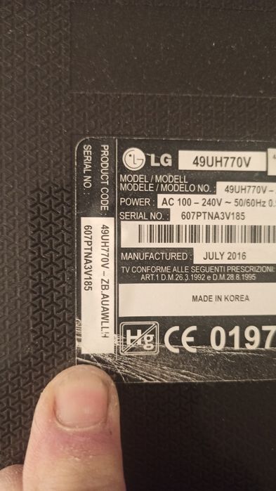 Телевізор lg. Діагональ 49