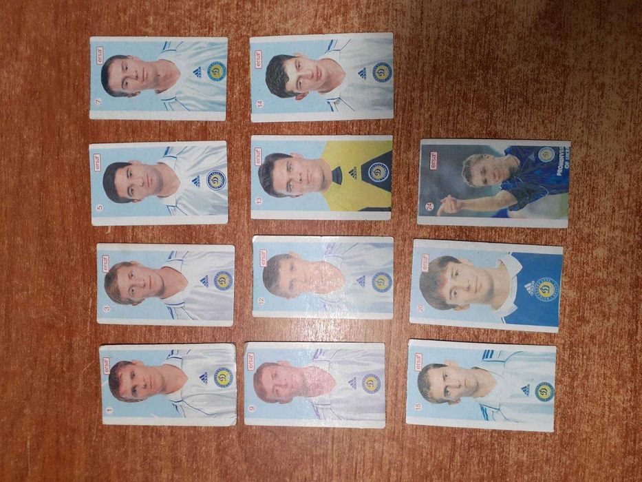 Футбольні картки ERSA Динамо Київ - 53 шт., наклейки Динамо 1999 р.