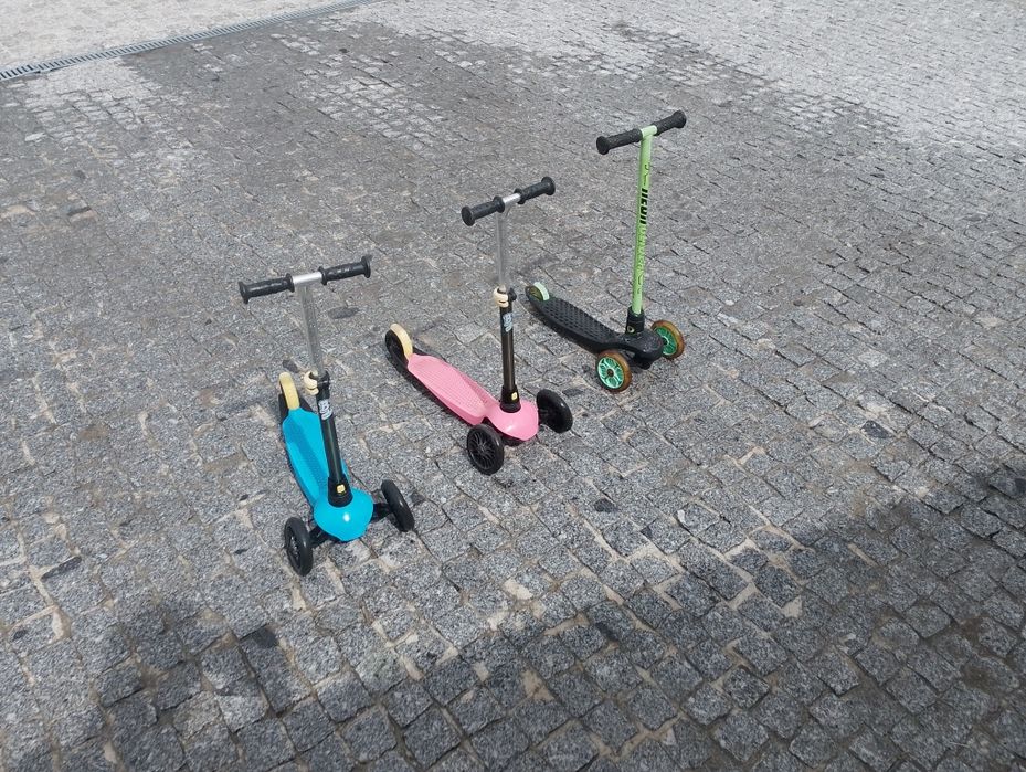 Trotinetes e bicicleta sem pedais