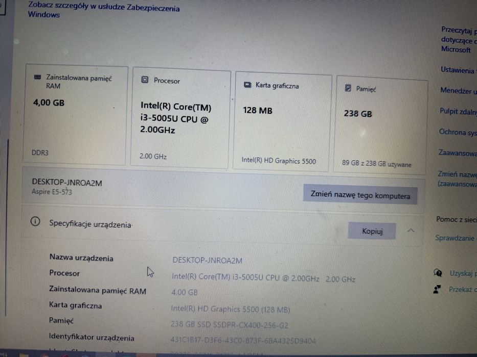 Laptop ACER uzywany