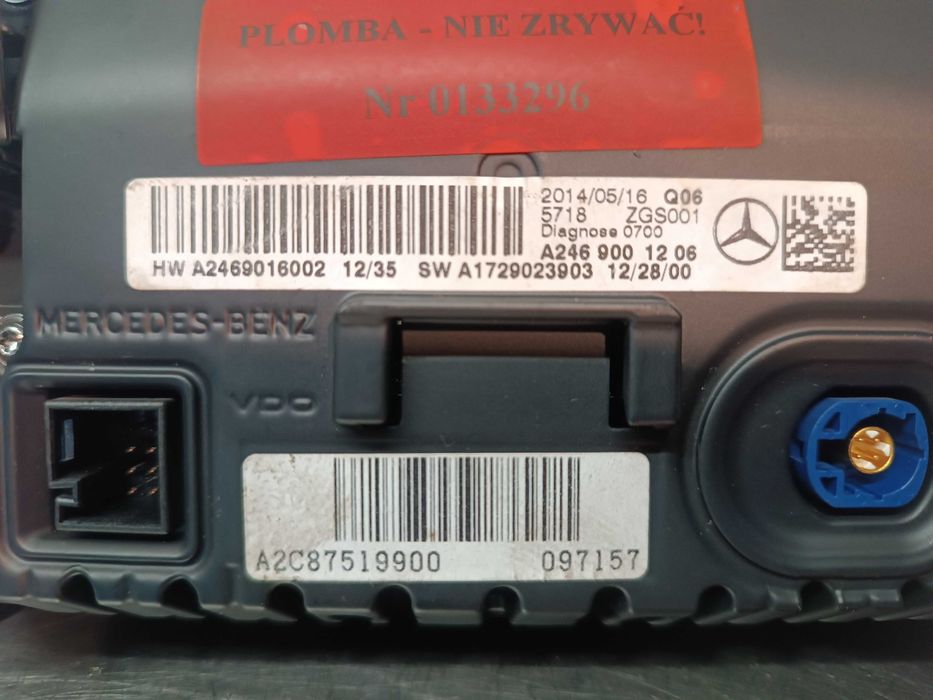 DISPLAY / ECRÃ GPS / MULTIMEDIA MERCEDES A-CLASS W176 A2469001206 A1729023903 A2469016002 A2C87519900