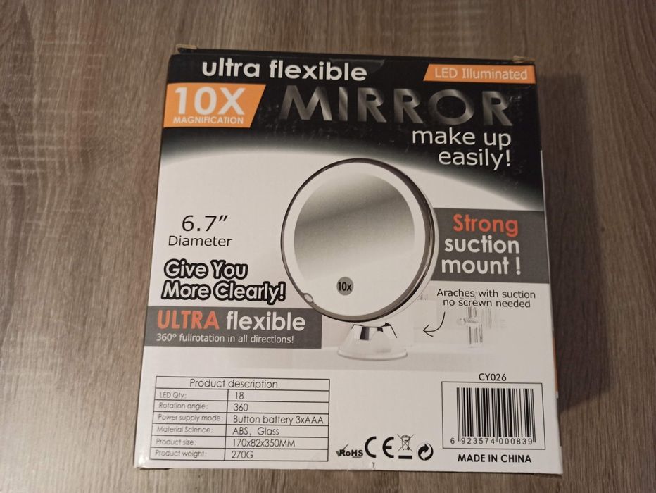 Espelho de aumento 10 X WC LED maquilhagem