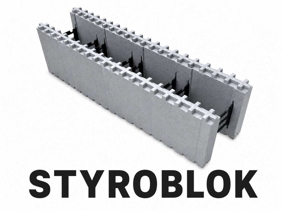 Bloczki styropianowe ICF do budowy domu basenu Styroblok Solid 100x25 cm Eps 150 grafit.