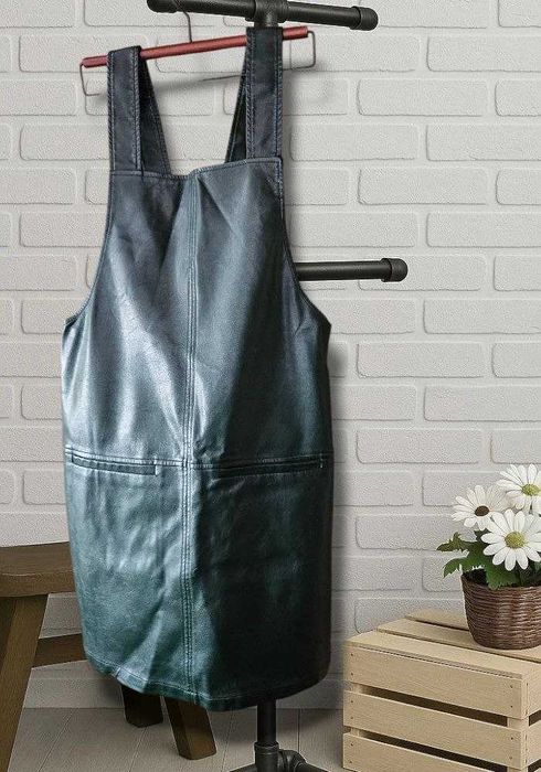Сарафан из экокожи New Look зеленый с карманами, р. S