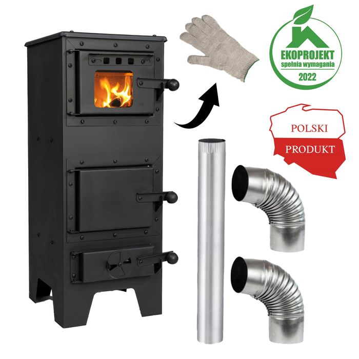 PIEC szamotowy z szybą koza kominek stalowy POLSKI EKOPROJEKT 2022
