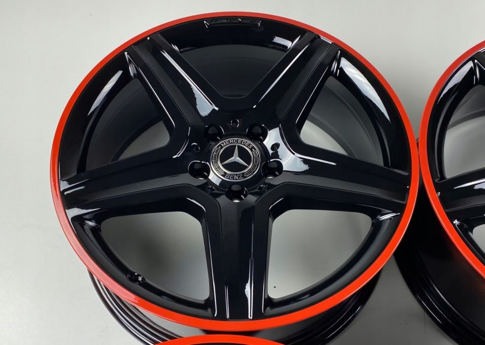 Felgi 18” do Mercedesa – piękny czarny połysk + czerwony rant