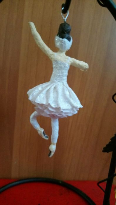 Елочная игрушка Девочка балерина, папье маше