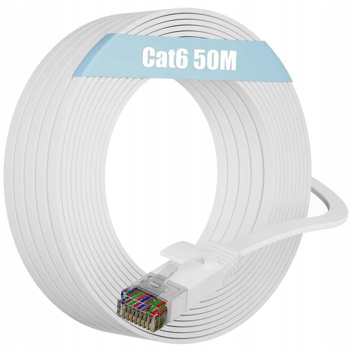 Kabel LAN CAT 6 50m, kabel ethernet prędkość 1000 Mbit/s, RJ45