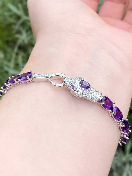Srebrna bransoletka z naturalnym Ametystem!!!