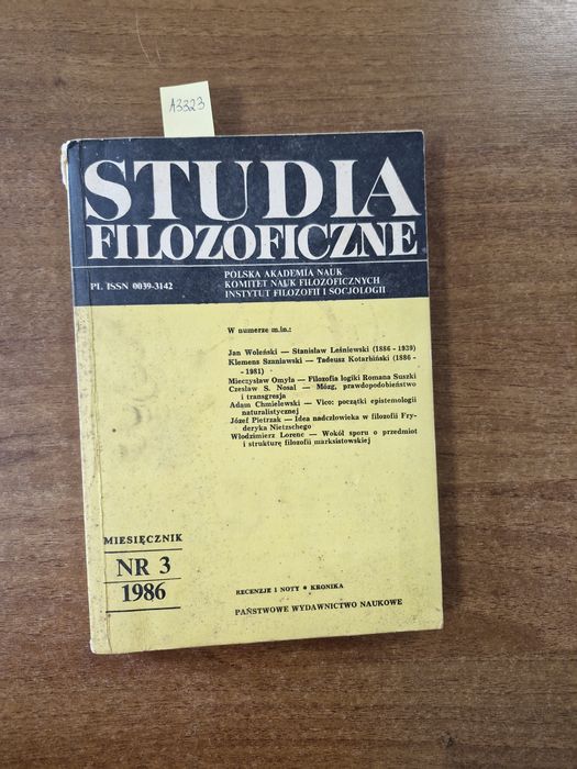 A3323. "Studia filozoficzne nr 3/1986"