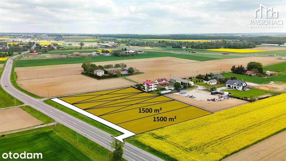 Działki 1500 m² przy drodze asfaltowej