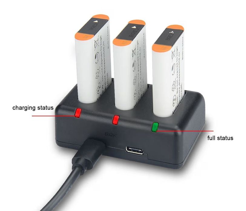 Conjunto de Baterias (3 baterias) e kit de carregador para câmera Sony