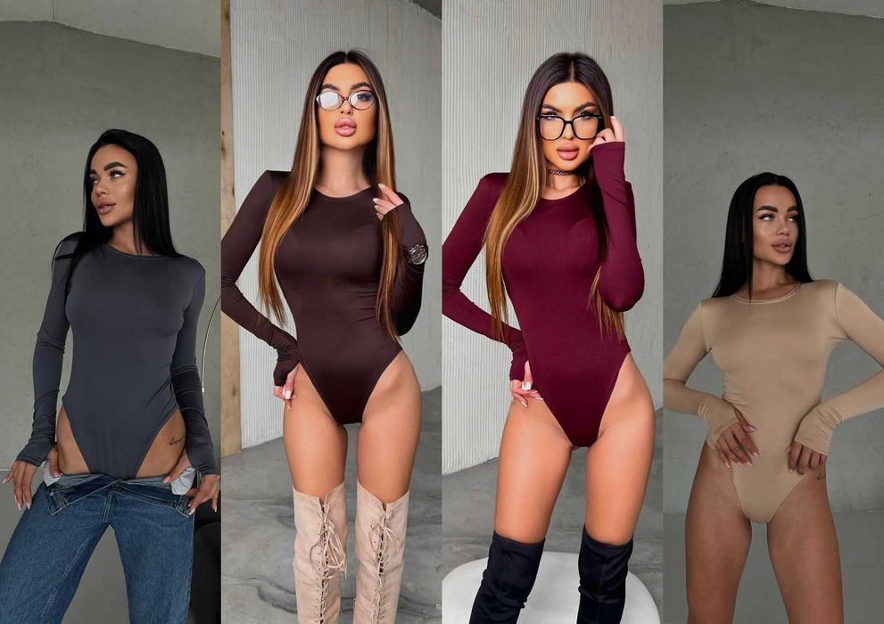 Жіноче боді з вирізом під палець боди з рукавом