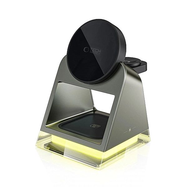 Tech-Protect Qi15W-A43/3In1 Magnetic Magsafe Wireless Charger Black