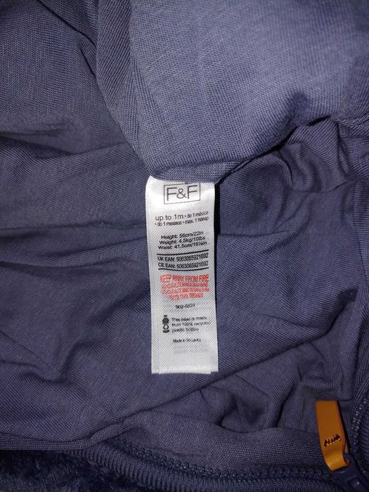 Комбинезон детский, тёплый F&F, Великобритания. Размер от 1 месяца.