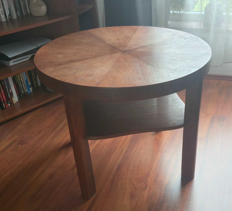 Stolik okrągły po renowacji art deco