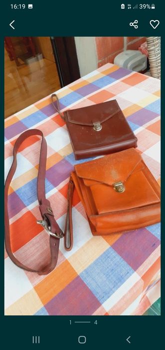 Torebki skórzane męskie i pasek z prl cena za 2szt