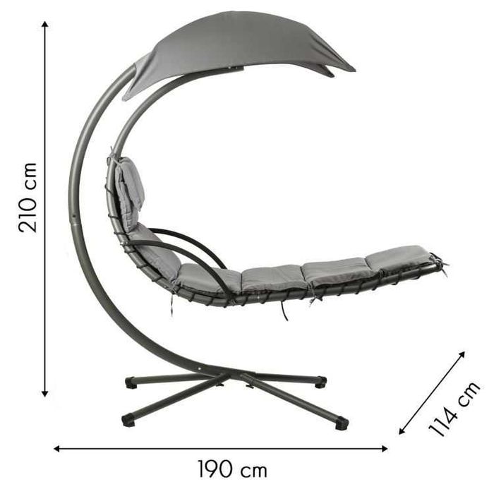 HUŚTAWKA Ogrodowa LEŻAK / Fotel wiszący - SZARY