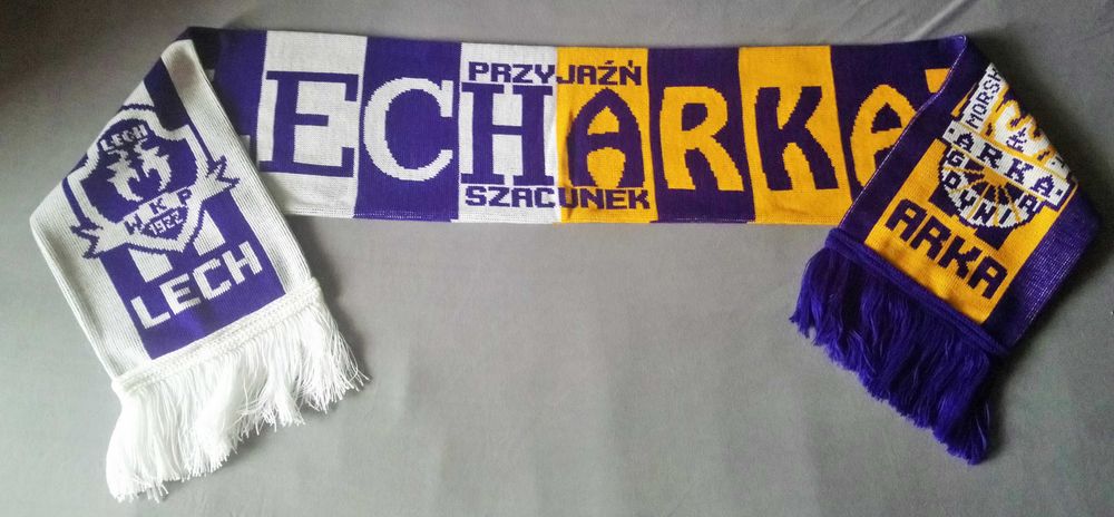 LECH POZNAŃ & ARKA GDYNIA !! Szalik szal piłkarski sportowy