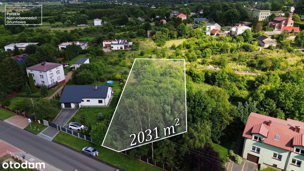 Działka Budowlana w Sarnowie 2031 m² asfalt + media Jedyna taka